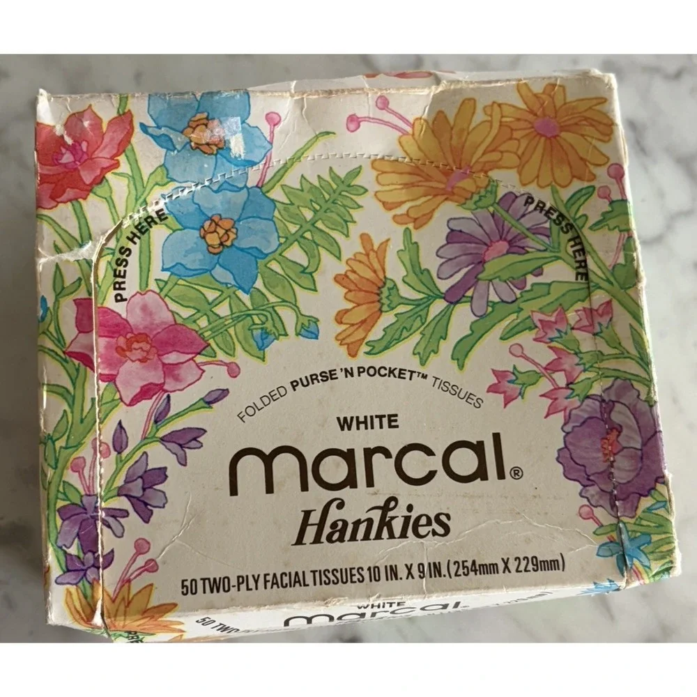 70s Vintage Marcal Hankies Facial Tissues Purse Pocket 2 Ply 50ct Movie TV Prop